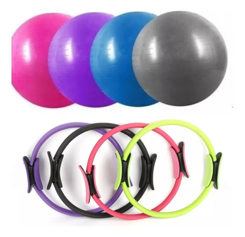 Pelota De Pilates 55cm + Circulo De Pilates Fitness Yoga 