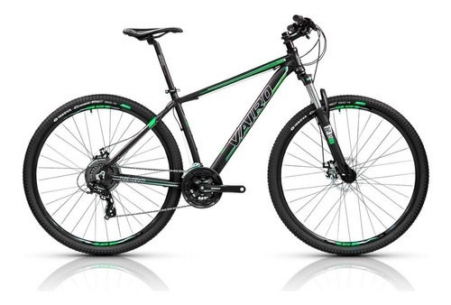 Mountain bike masculina Vairo XR 3.5  2021 R29 L 21v frenos de disco mecánico cambios Shimano 31.8 42T y Shimano TX800 color negro/verde  