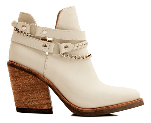 Botas Texanas Mujer Cuero Taco Alto Cadena Desmontable Kima