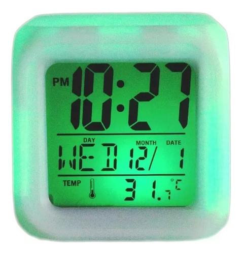 Reloj Cubo Led Despertador Digital Cambia Color Termometro