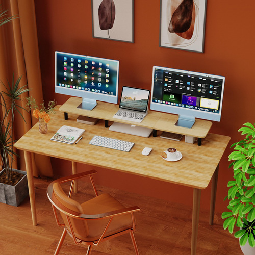 Soporte Extra Largo Para 2 Monitores Ajustable De Madera