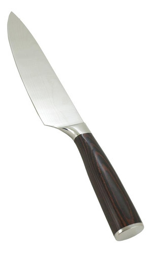 Faca Chef De Aço Inox Damascus Cabo Madeira 33cm Mimo Style Cor Marrom-escuro