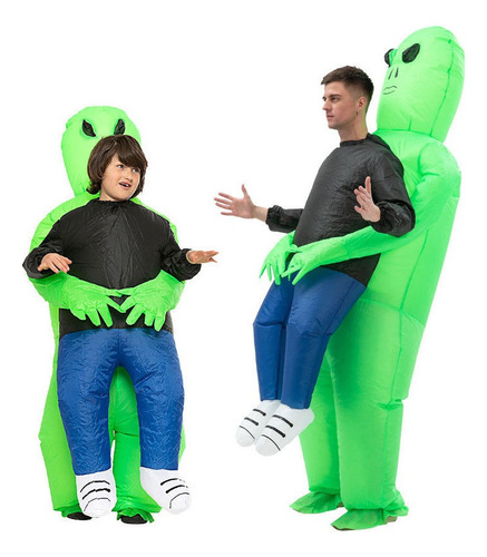 Disfraz Inflable De Padre E Hijo De Alienígena, Color Verde