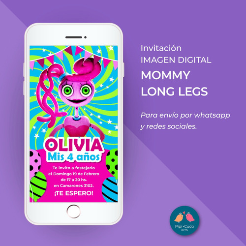 Invitación Imagen Digital - Poppy Playtime Mommy Long Legs