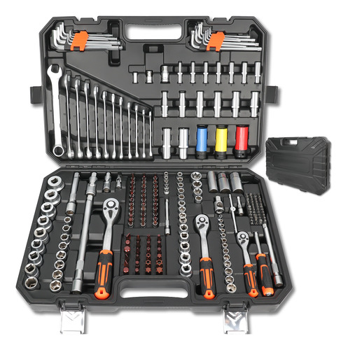 Jogo De Soquetes Encaixe 222pcs Combinada 1/4 3/8 1/2