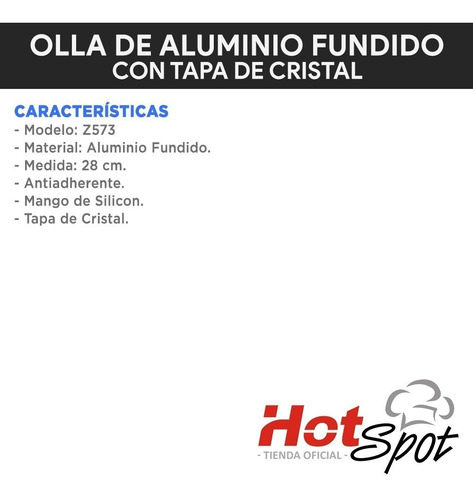 Imagen 3 de 5 de Olla De Aluminio Fundido Hot Spot Z573 Arrocera Tapa 28 Cm