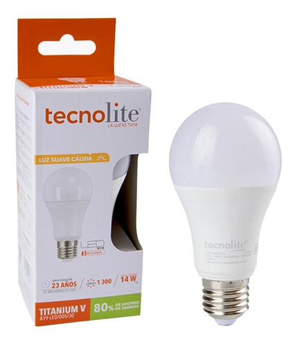 Imagen 2 de 5 de Foco Led Tecnolite A19-led/005/30 14w E27 3000k