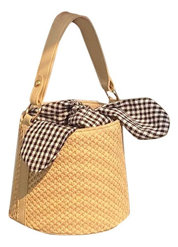 Bolso Bandolera De Tejido Liso Con Forma De Cubo De Paja