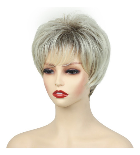 Pelucas De Microcurl Corta Para Mujer, Peluca Rubia30cm