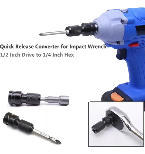 1/2-1/4adaptador Portabrocas Para Llaves Impacto Trinquete Mungqube