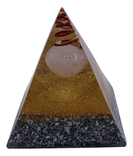 Piramide Orgonita Con Cuarzo Rosa 7 Cm