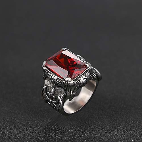 Anillo De Acero Inoxidable Con Garra De Dragón Gótico Rojo,