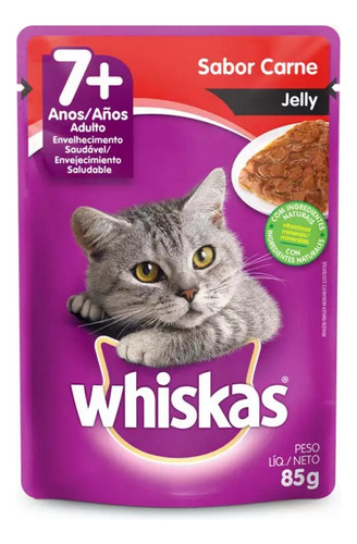 Ração Úmida Sachê Para Gatos Jelly 7+ Carne 85gr Whiskas