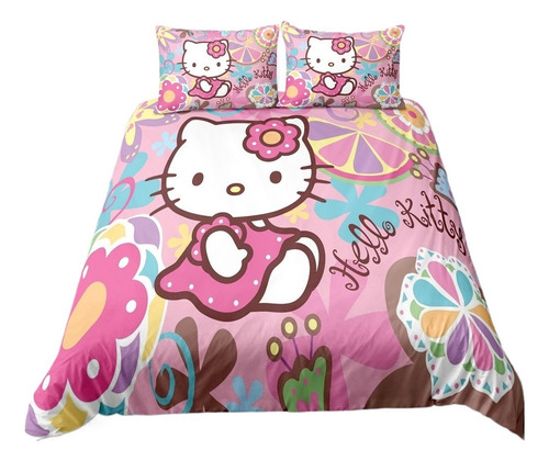 Juego De Ropa De Cama Rosa De Hello Kitty De Dibujos
