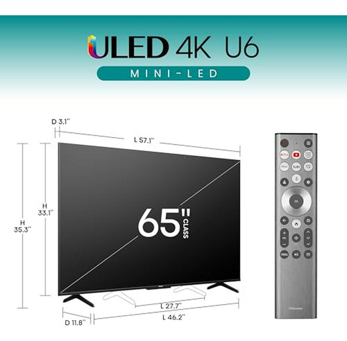 Hisense U6 65 Uled 4k Tv Mini-led Dolby Vision Google Tv