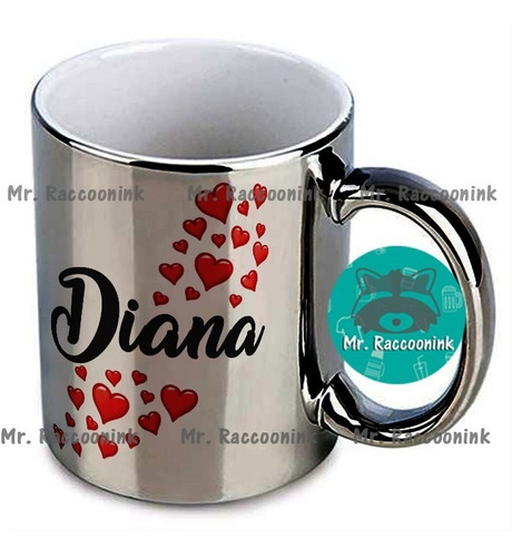 Taza Cromada Plateada Minnie Mouse Personalizada Con Nombre