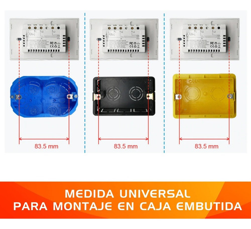 Imagen 6 de 8 de Interruptor Touch Doble Inteligente Wifi/2 Canal Sin Neutro