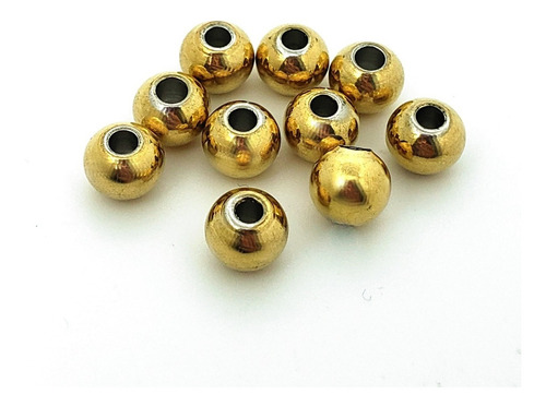 50 Cuentas De Acero Inoxidable Dorado 6 Mm