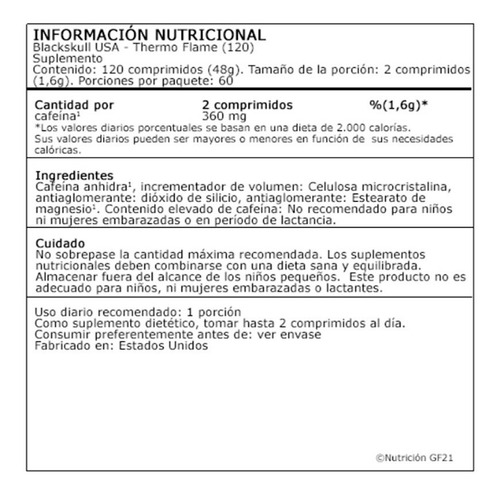 Imagen 2 de 2 de Termógenico Original Black Skull Thermo Flame 120 Capsulas