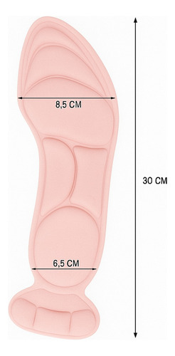 Plantilla Antideslizante 4d Tacones Zapatos Acolchada Soft Color Beige Tamaño De La Plantilla Ajustable