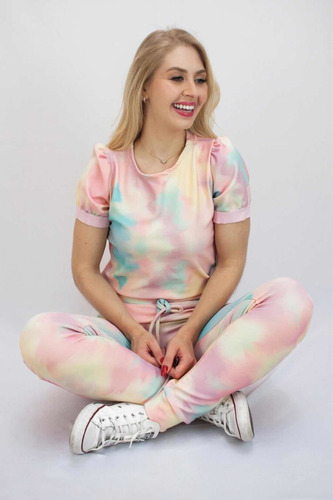 Conjunto Feminino Blusa T-shirt Manga Princesa E Calça