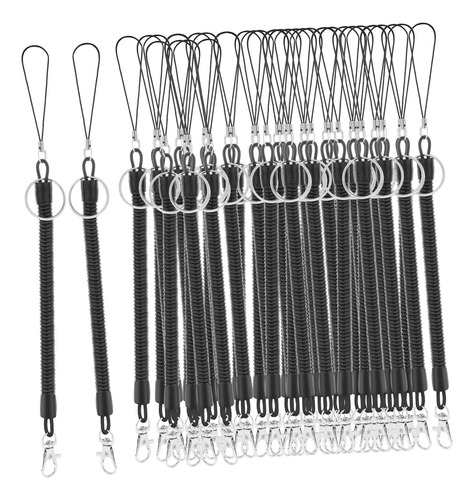 50 Peças Chaveiro Espiral Elástico Anti-perda Preto
