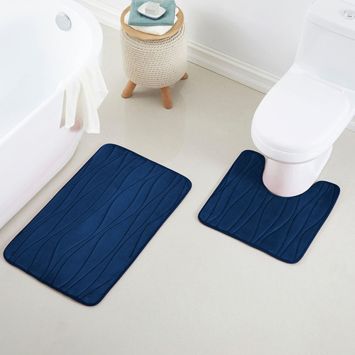 Home Fashion Juego 2 Alfombra Baño Diseño Remolino Pvc