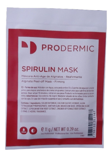 Spirulin Mask Mascarilla Facial Reafirmante Prodermic Tipo De Piel Normal