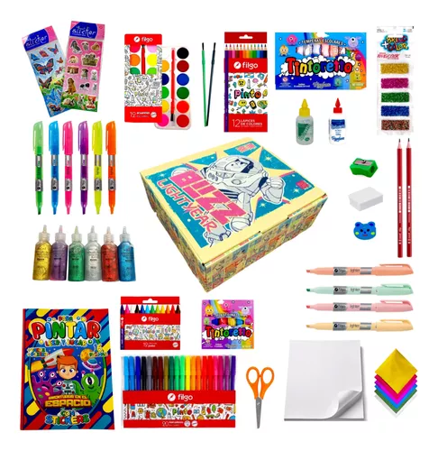 Caja Box Completa Arte Dibujo Kit Escolar Premium Rm179