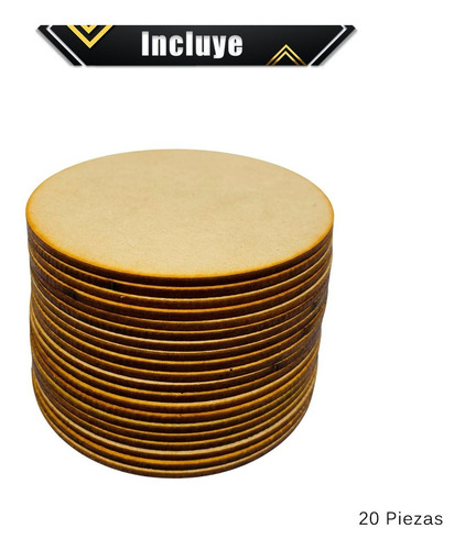 Imagen 6 de 10 de Soporte Para Vaso Portavasos Circular Base Madera Mdf 20 Pz