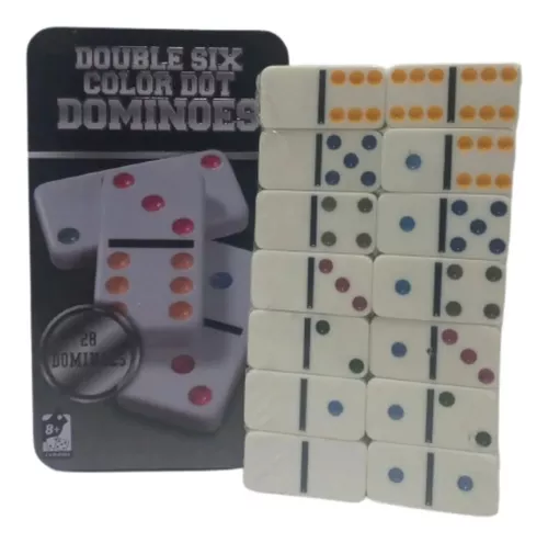 Jogo De Dominó Profissional Osso Colorido 28 Pedras Dominoes