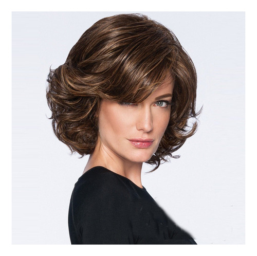 Pelucas Cortas De Pelo Ondulado Marrón For Mujer