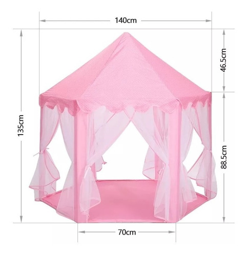Imagen 5 de 10 de Carpa Infantil Castillo Princesa Niña Portatil Rosado