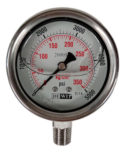 Manómetro 4 1/2 Acero Inoxidable T-316 500 Psi Glicerina