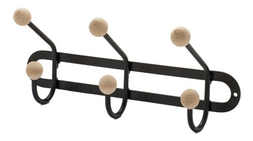 Imagen 3 de 6 de Perchero Pared Organizador Nórdico 3 Ganchos Madera Metal