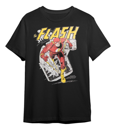 Camiseta The Flash Old Comic Book Pelicula Camisa Negra Dc