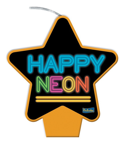Vela De Aniversário Estrela Laranja Festa Neon - Festcolor