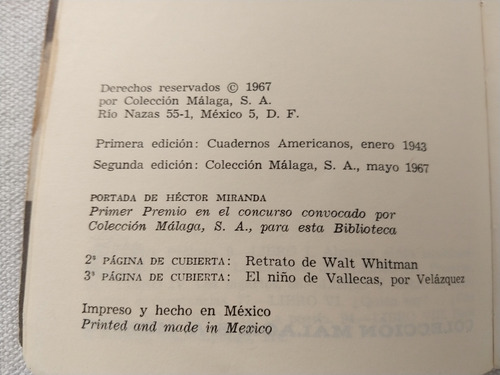 León Felipe Ganarás La Luz Libro Colección Málaga (Usado)