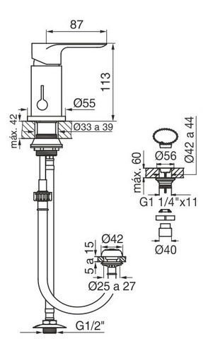 Grifería Monocomando Bidet Coty 189/d9 Cromo Fv