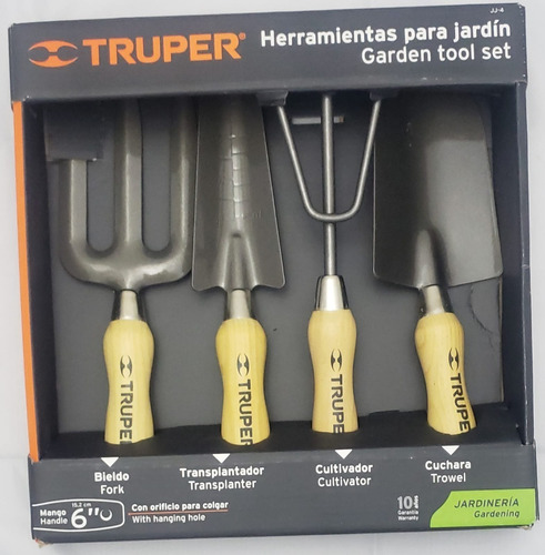 Juego Kit Set Herramientas Truper 4 Piezas Para Jardin 6''