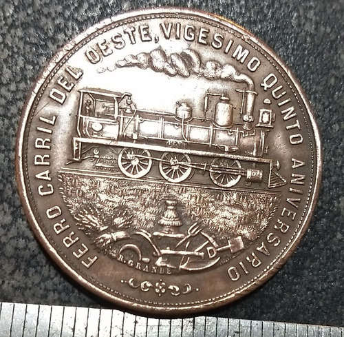 Medalla  Ferrocarril Oeste 50 Anv.  1882 Bronce 40 R Grande 