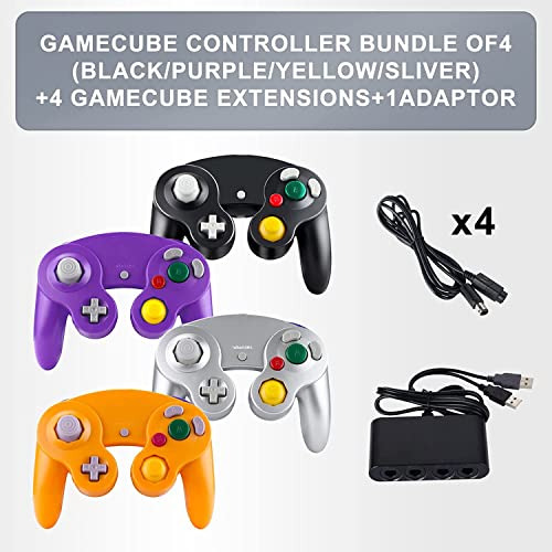 Burcica 4 Mandos Para Gamecube, Con 4 Cables De Extensión Y