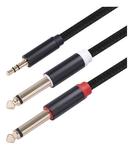De 3,5 Mm 1/8 Trs A Doble 6,35 Mm 1/4 Ts Para Tarjeta De 1m