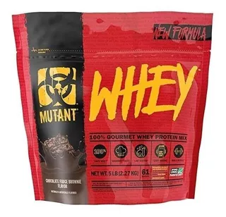 Suplemento en polvo Mutant Whey Whey proteína sabor chocolate fudge brownie en sachet de 2.27kg