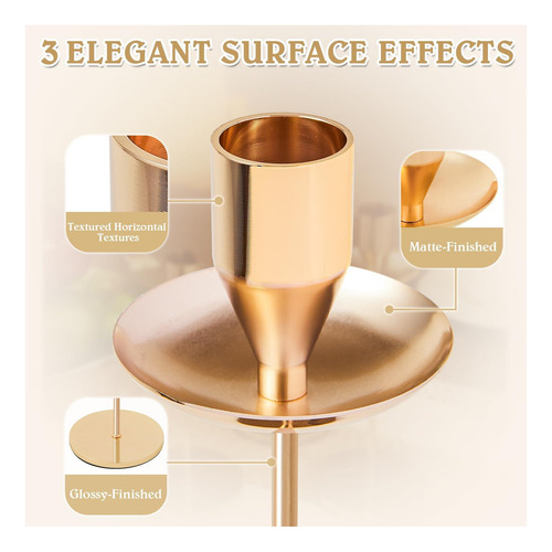 Candelabros De Oro Francés Con Protectores Contra Goteo, 3 Oro Moderno.