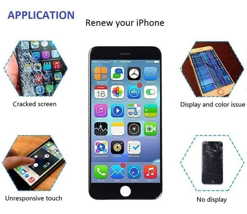 Guleek - Pantalla Táctil Para iPhone 6, Color Negro, Digital