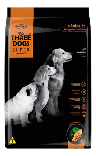 Comida Para Perro Three Dogs Senior Pollo Y Te Verde 3kg