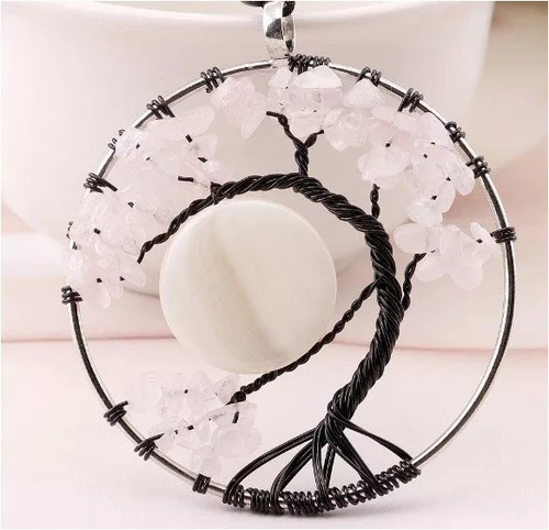 Collar Dije Árbol De La Vida Cuarzo Chakras Hecho A Mano