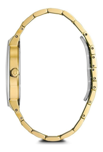 Imagen 2 de 6 de Reloj Bulova Quartz Para Hombre 97d116 Dorado Diamantes