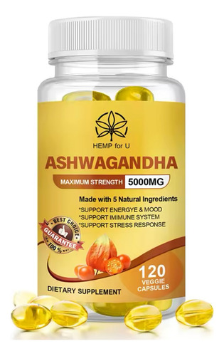 Ashwagandha 5000mg Vegetarianas, Estrés, Cerebro, Memoria